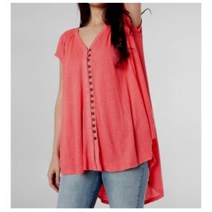 Free people highland high low slouchy oversize top size small azalea pink